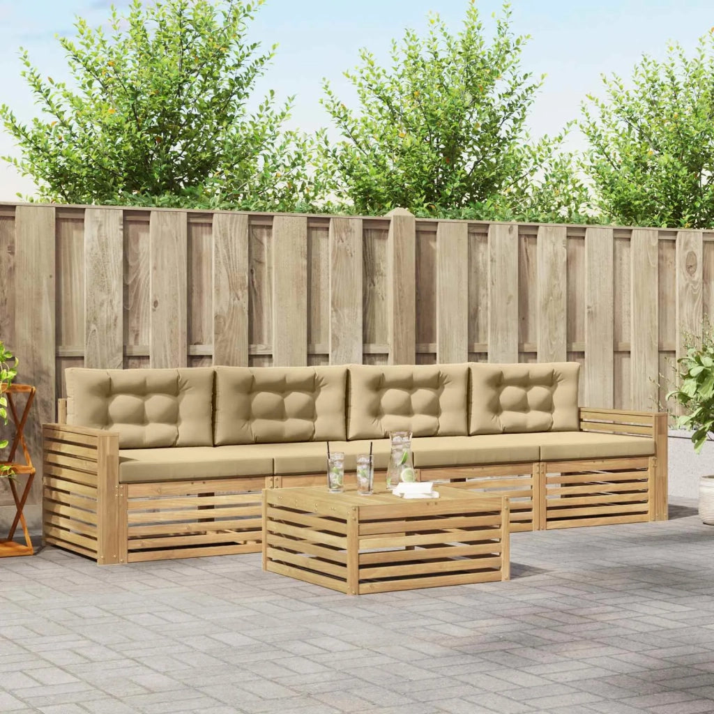 Set di divani da esterno 5 pz Bianco e Beige 3390013