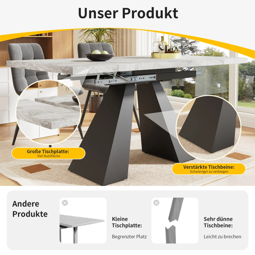 TAVOLO Allungabile 99-159x74x77 cm MDF e Metallo Nero/Grigio