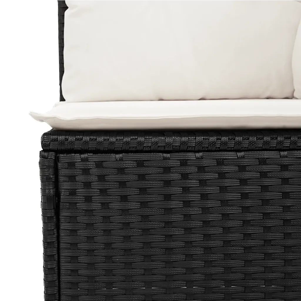 Set Divano da Giardino 6 pz con Cuscini Nero in Polyrattan 3224565