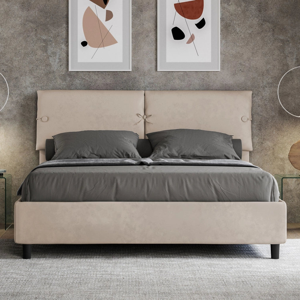 Letto Matrimoniale 160x200 cm con Rete e Contenitore Sleeper Sabbia