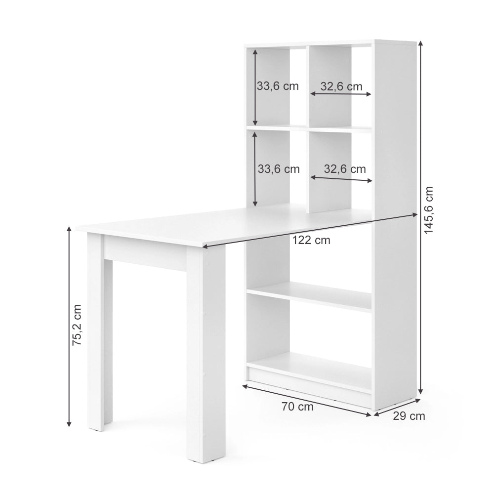 Vicco Scrivania con ripiani Bianco 70 x 122 cm