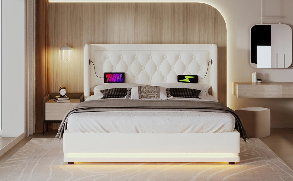 Letto matrimoniale contenitore 180x200 cm bianco in PU
