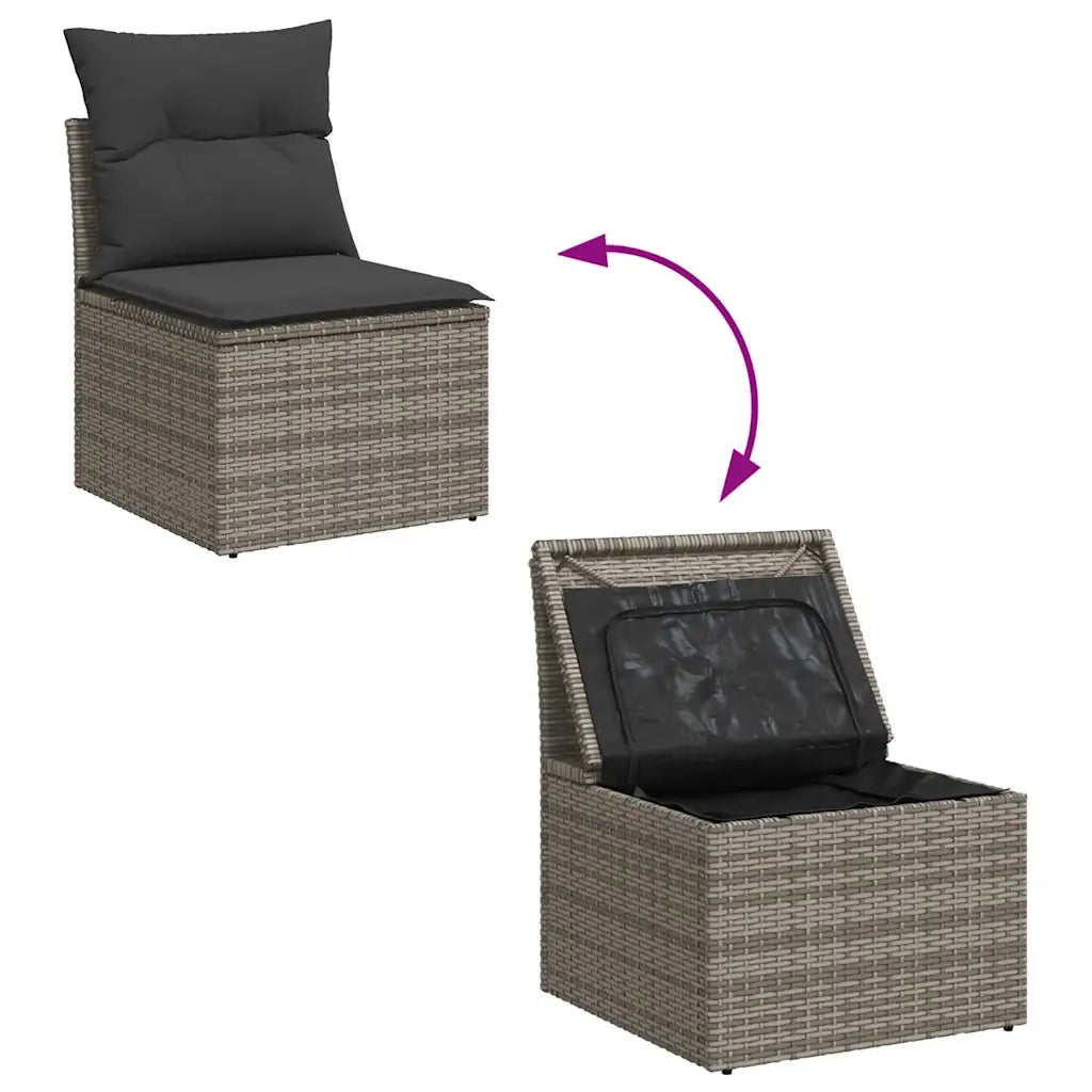 Set Divano da Giardino 6 pz con Cuscini Grigio in Polyrattan 3325586