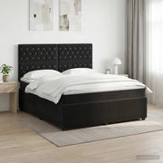 Letto box spring con materasso Nero 140 x 190 cm Velluto 3454597