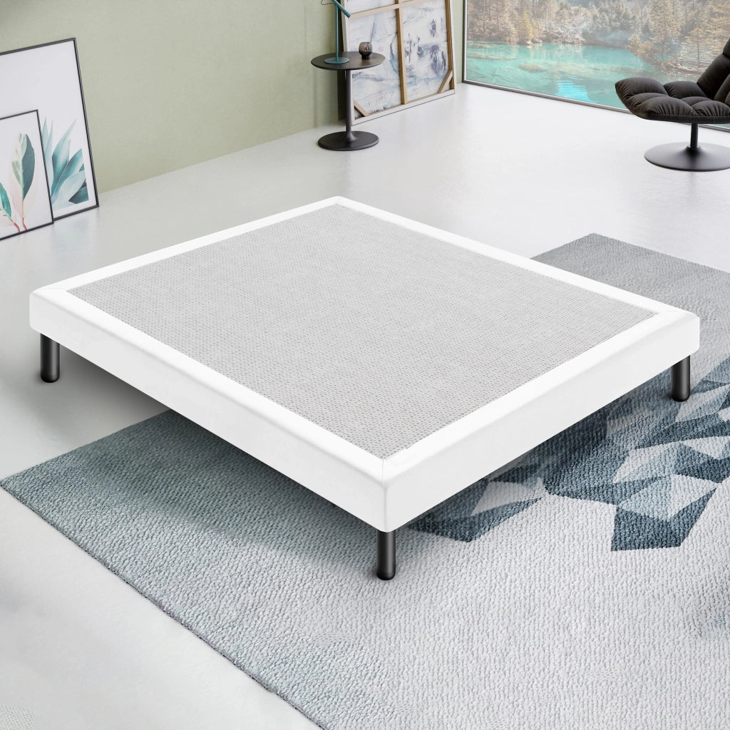 Letto Sommier Matrimoniale 160x200 Bianco Rivestito - Resistente fino a 120 Kg per Persona