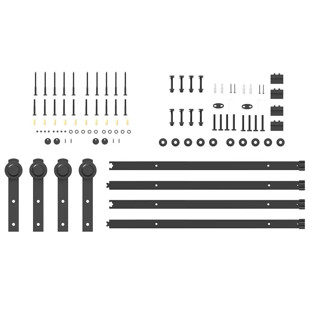 Kit di Binari per Porte Scorrevoli 366 cm Acciaio Nero CFW6079657