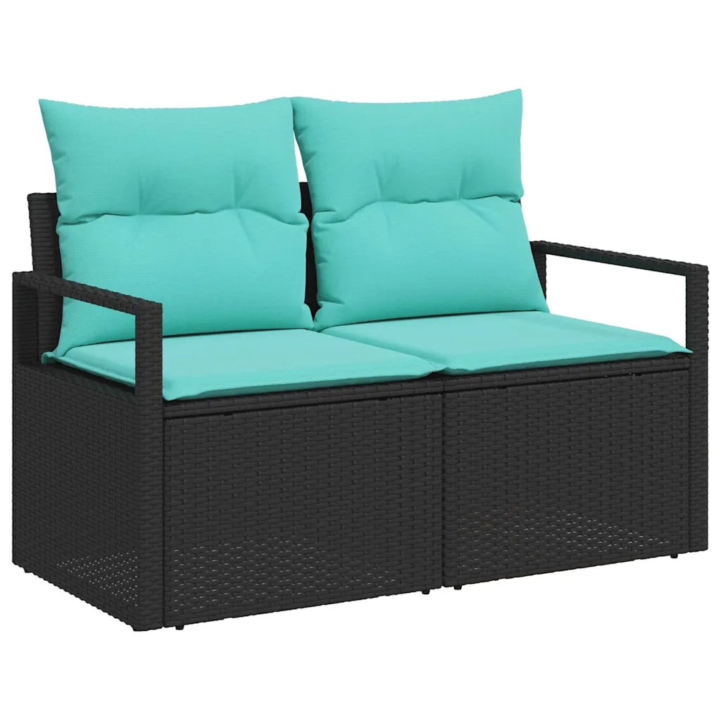 Set di divani con cuscino 9 pcs Nero e Turchese polyrattan 3346326