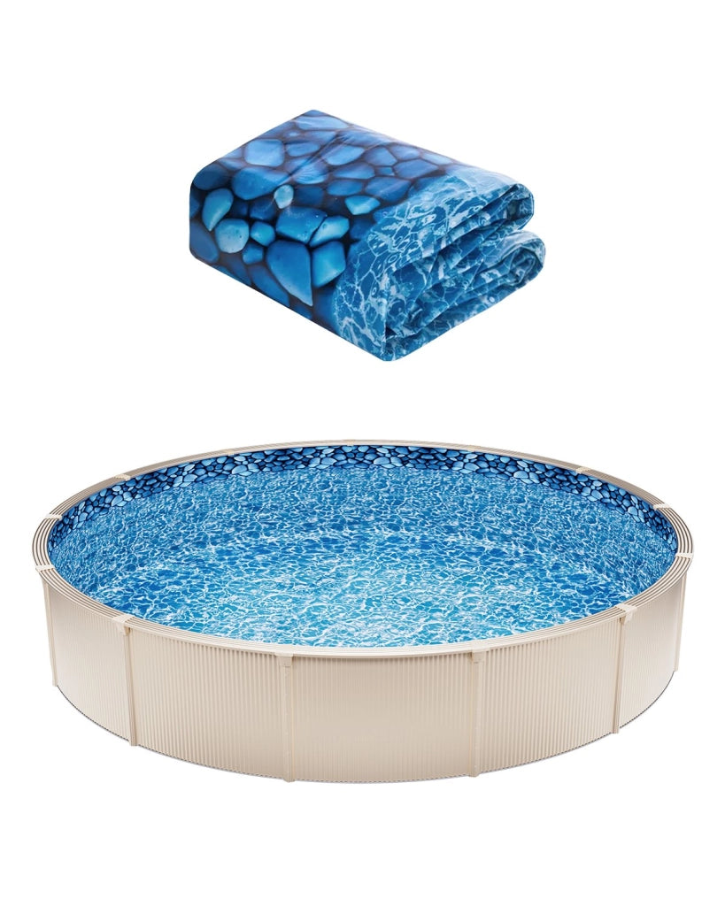 Rivestimento per Piscina Fuori Terra Rotonda Diametro 30 Piedi Altezza 52 Pollici in Vinile Resistente Stile Duobead Modello 30X52X0.32