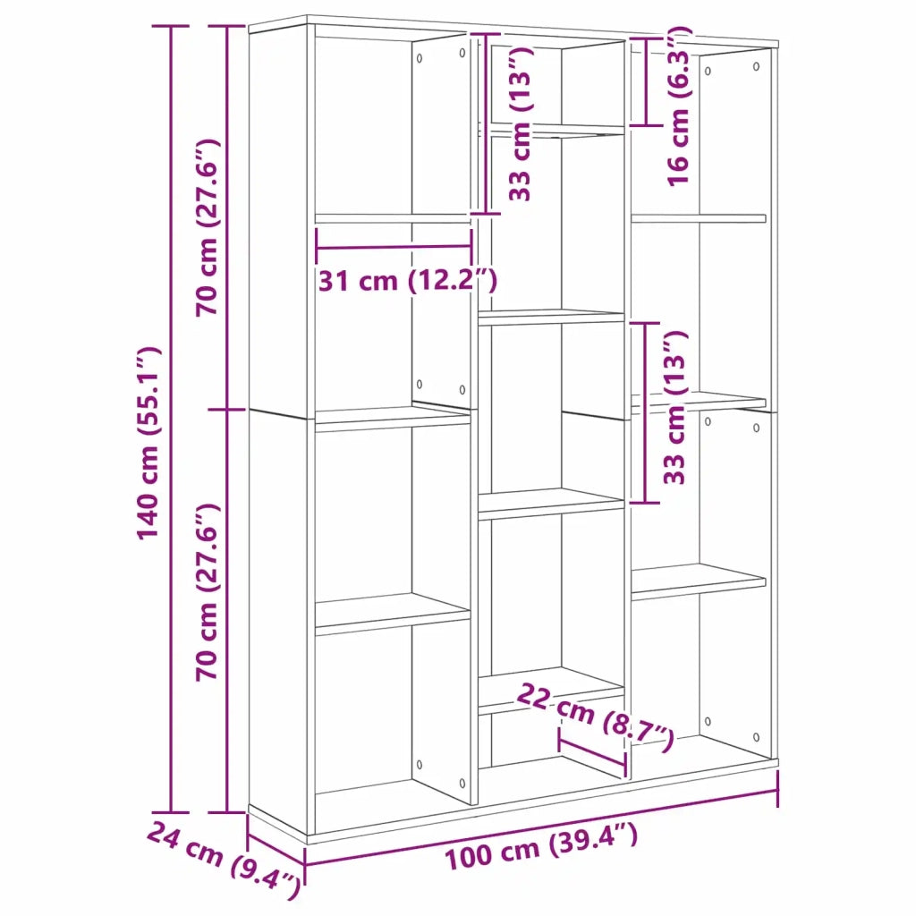Divider per stanze Rovere Nero 100 x 24 x 140 cm 875012