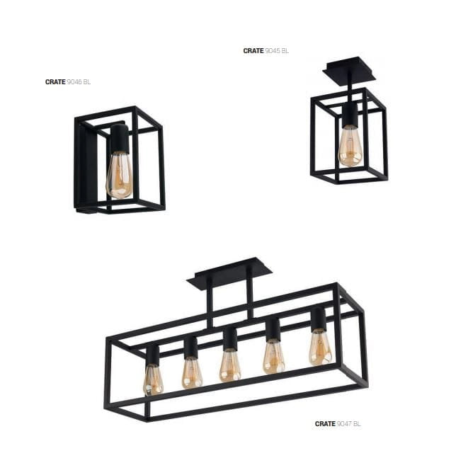 Nowodvorski CRATE applique parete nera metallo E27 9046