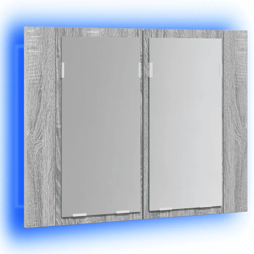 Mobile Specchio LED Grigio Sonoma 60x12x45cm Legno Multistrato 822842