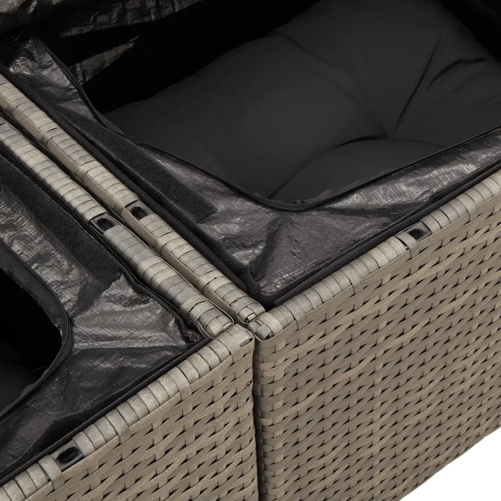 Set Divani da Giardino 11 pz con Cuscini in Polyrattan Grigio 3256627