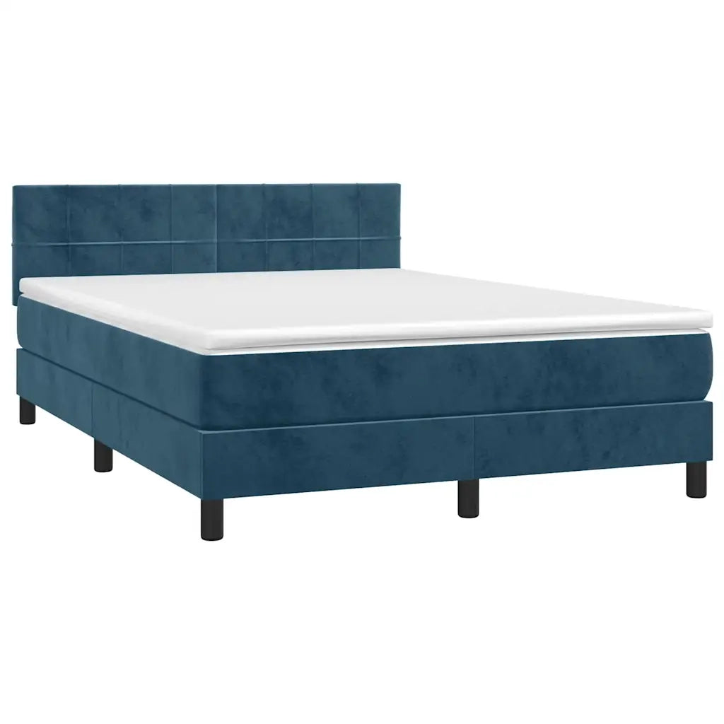 Letto a Molle con Materasso e LED Blu Scuro 140x200 cm 3134409