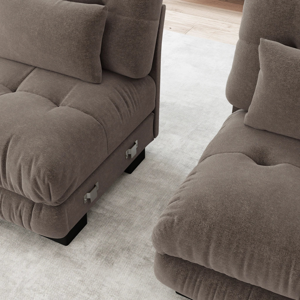 Divano Angolare 3 Posti con Chaise Longue ¨C Xylo ¨C Chenille Marrone