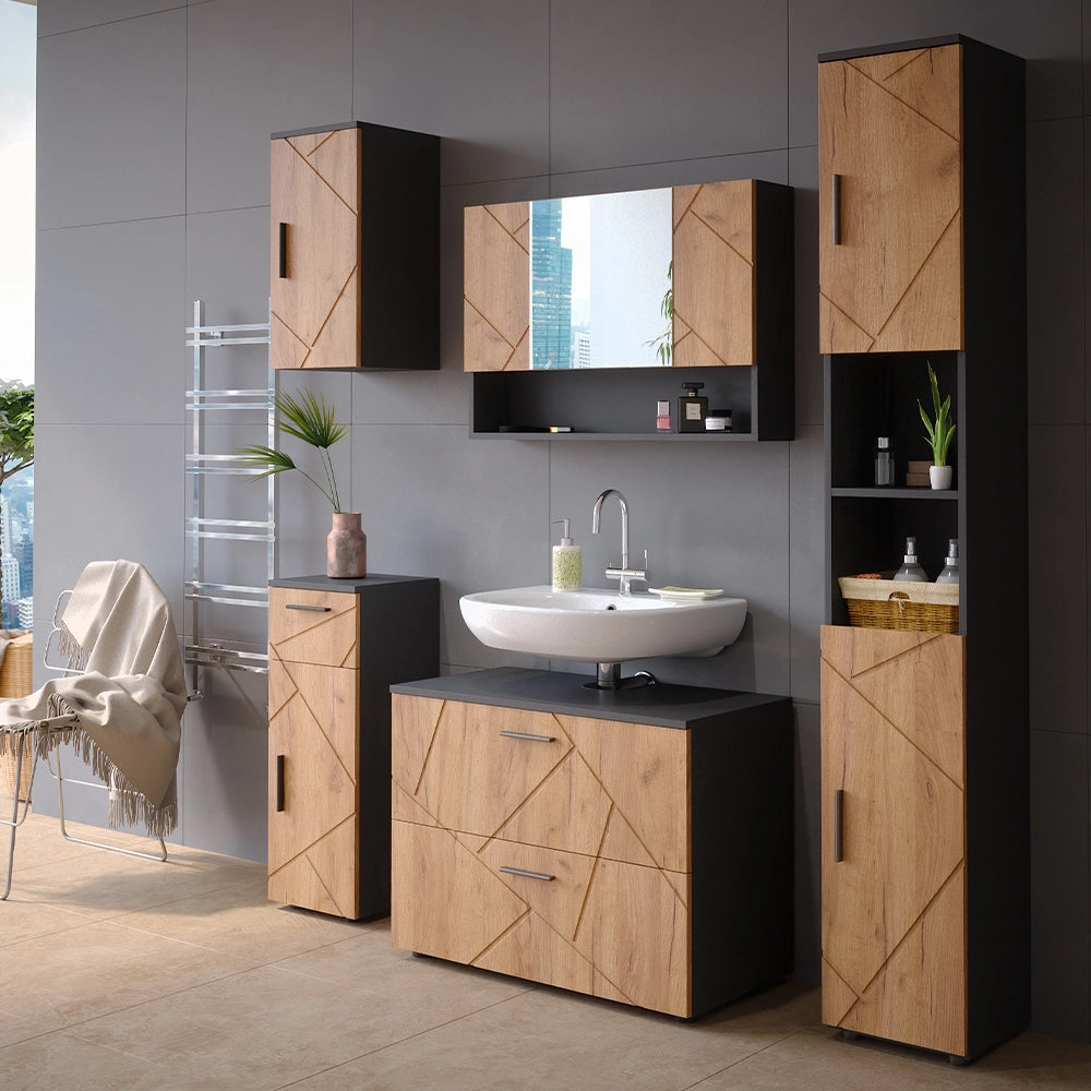 Vicco Set mobili bagno Quercia dorata/antracite 5 parti
