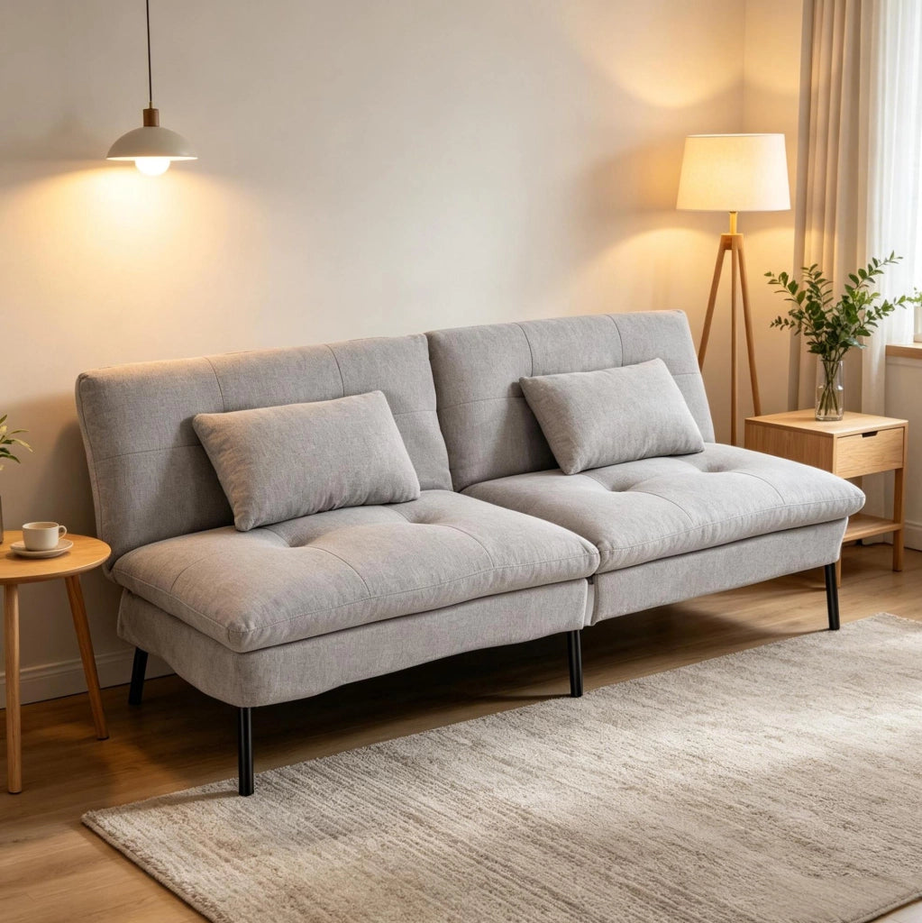 Divano letto 2 posti reclinabile grigio chiaro 176 cm