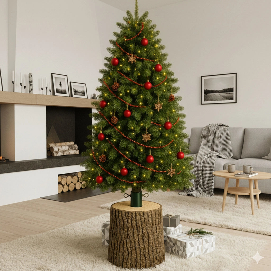 Kawaki S - Base a Tronco per Albero di Natale da 120 a 240 cm H31 cm Effetto Corteccia Realistico