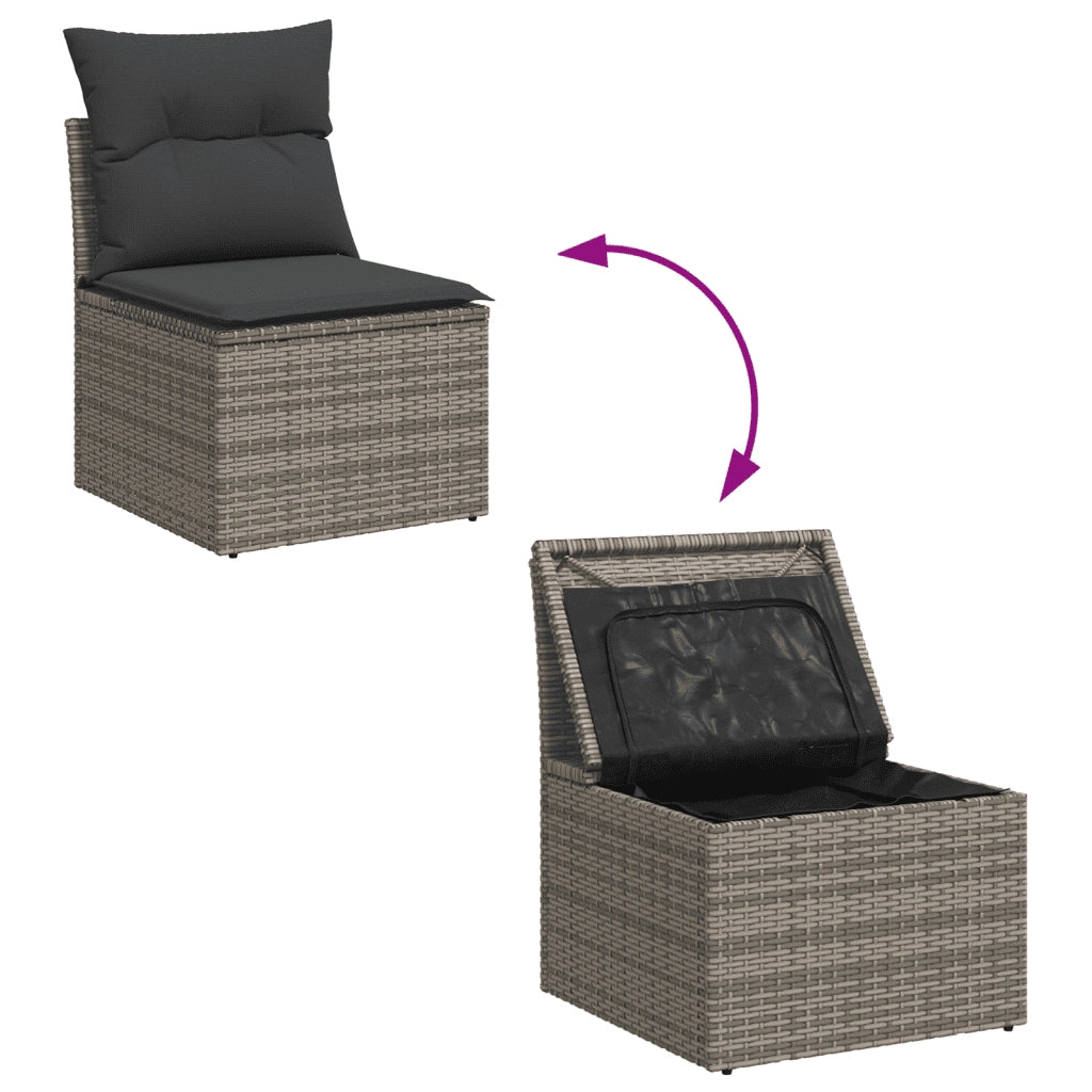 Set Divani da Giardino 3 pz con Cuscini Grigio in Polyrattan 3258161
