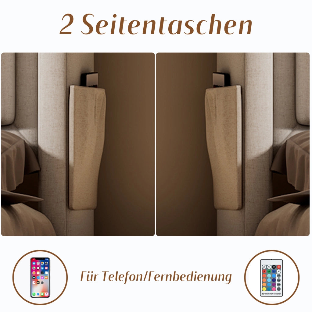 LETTO Contenitore 160x200 cm Beige in Cotone e Metallo con LED e prese USB