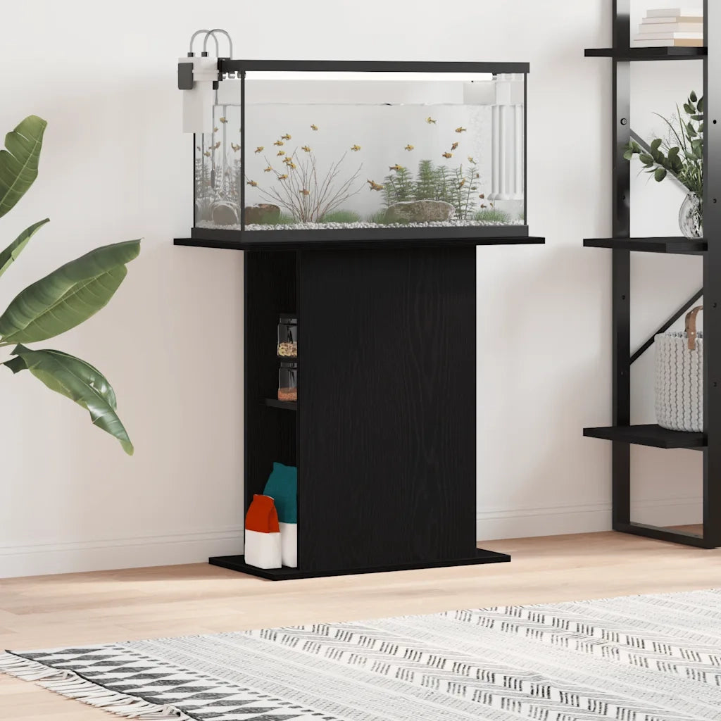 Supporto per acquario in rovere nero 75x36x72,5 cm 862158