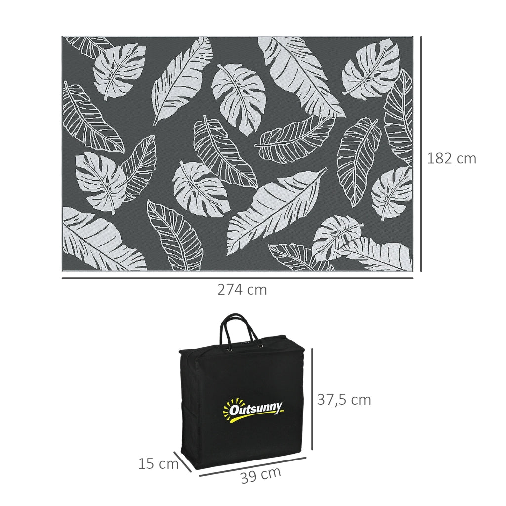 Tappeto da esterno 182x274 cm in plastica grigio e bianco per balcone e terrazza
