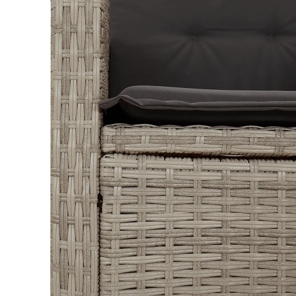 Set da Pranzo da Giardino 7 pz Cuscini Polyrattan Grigio Chiaro 3212857