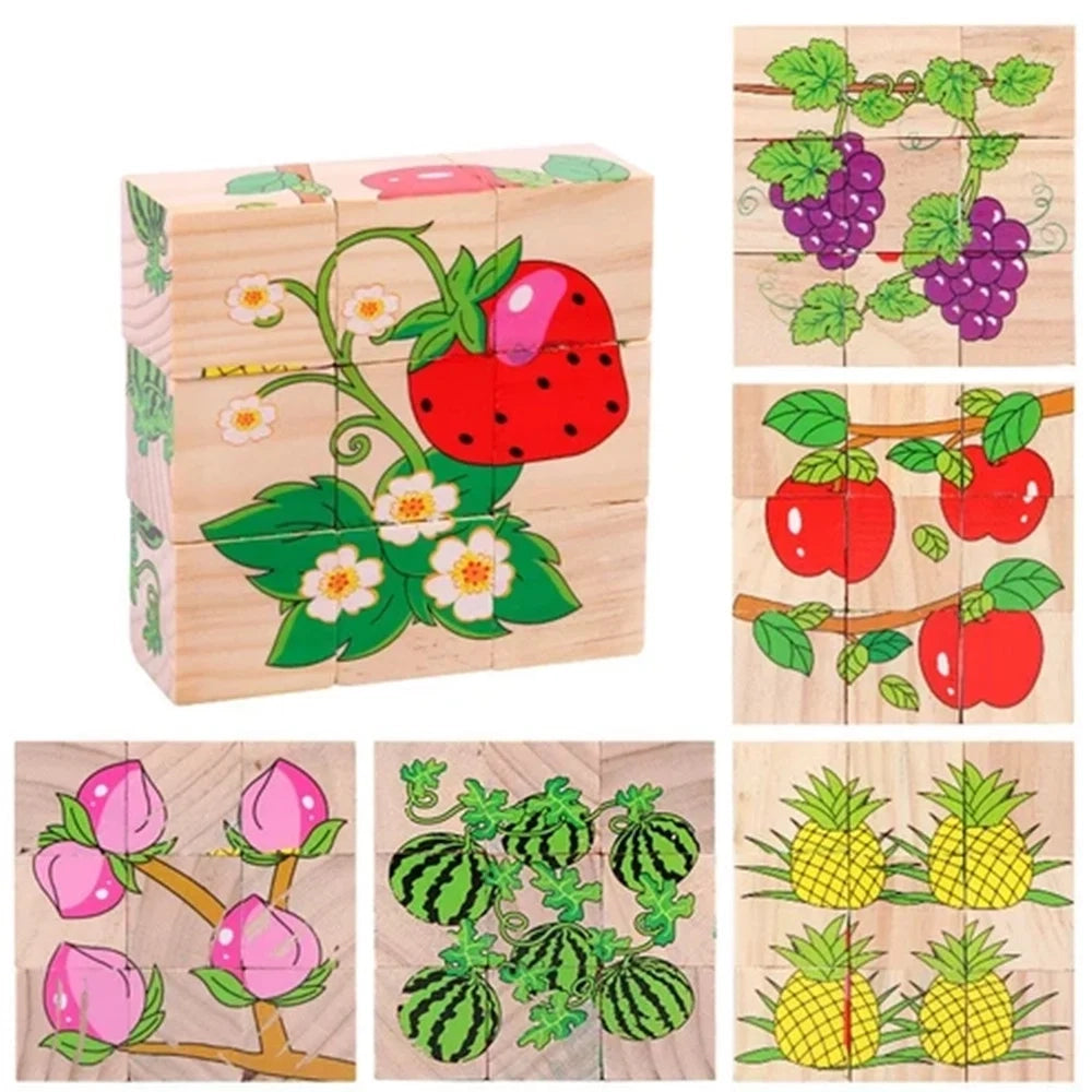 Trade Shop - Puzzle Rompicapo Cubi In Legno Per Bambini Design Frutta Giocattoli Educativi 31589 -
