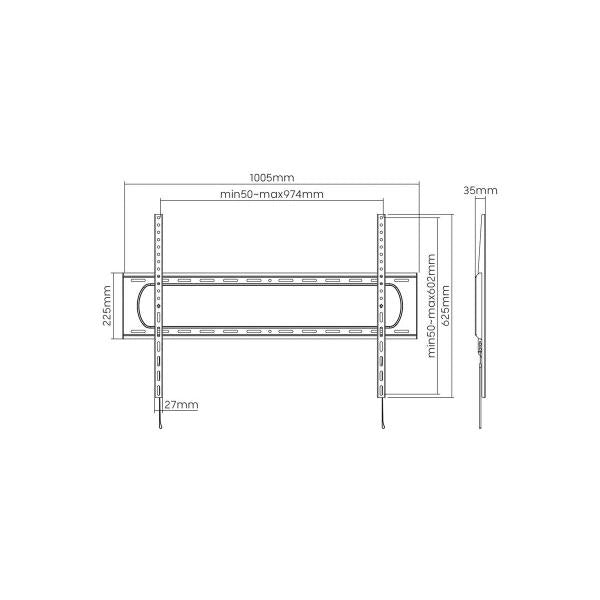 VALUE STAFFA TV A MURO, FINO 120 KG, FINO 120", FISSA, 900X600