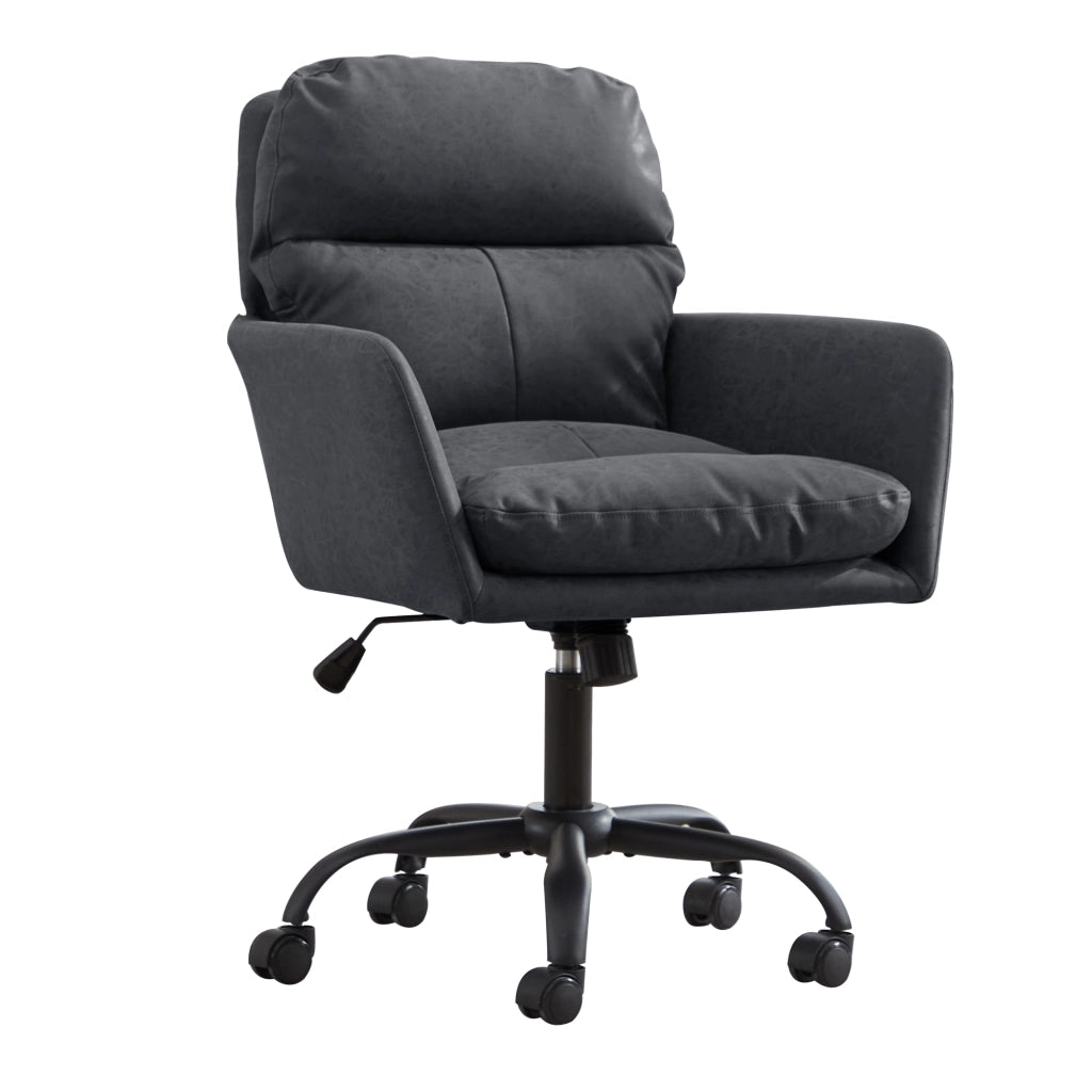 Sedia da ufficio con altezza regolabile e design ergonomico per studio in PU nero