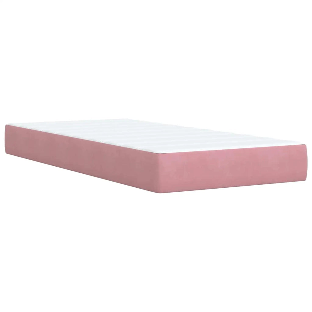 Letto con Box Spring, Materasso e LED Rosa 100 x 200 cm Velluto 3452125
