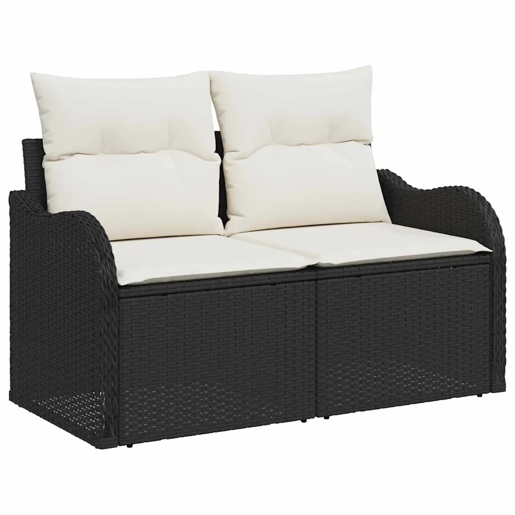 Set Divano da Giardino con cuscino 7 pcs Nero polyrattan 3359939