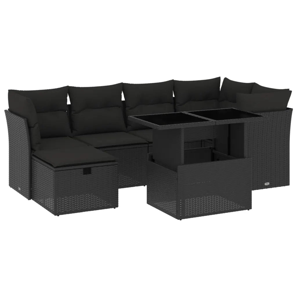Set Divani da Giardino con Cuscini 7pz Nero Polyrattan 3274655