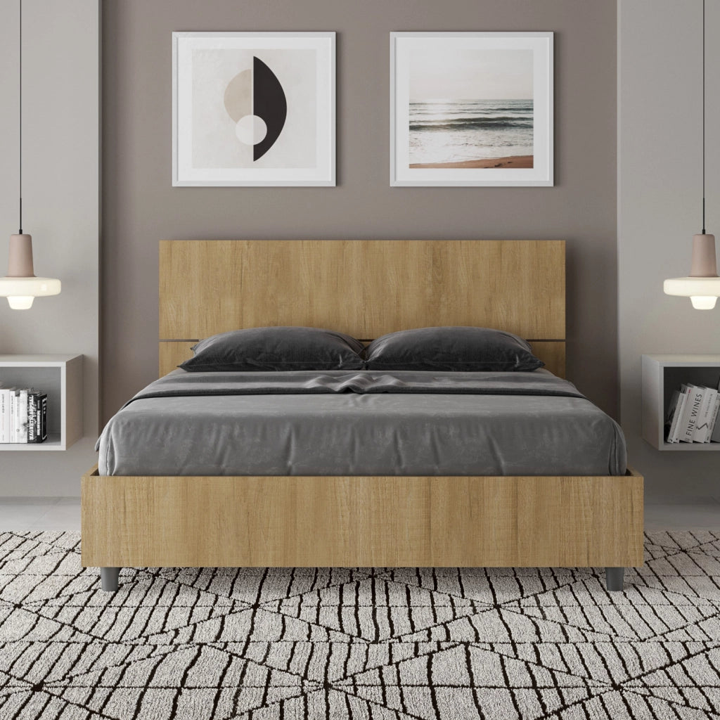 BS COM Letto matrimoniale francese senza rete 140x190 testata dritta quercia