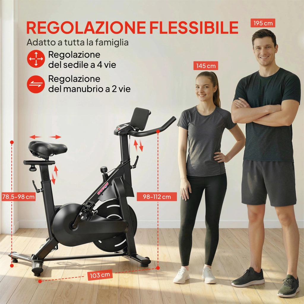 Cyclette Magnetica con Display LCD e Supporto Tablet ¨C Xylo ¨C Acciaio e ABS 103x49x98-112cm Nero