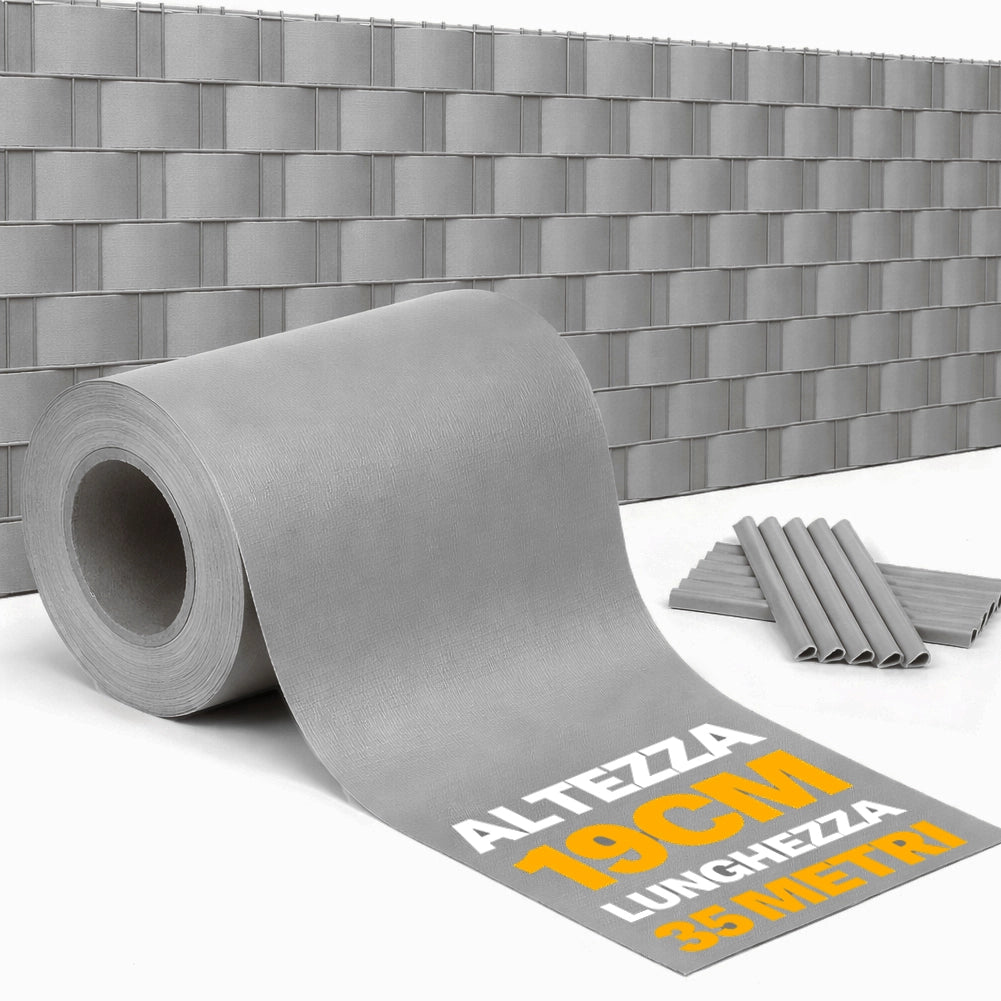 Frangivista in PVC Grigio 19cmx35M Telo Oscurante 450gr/mq Anti Uv da Esterno