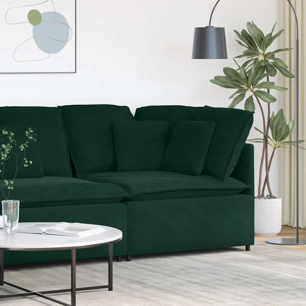 Modulo Angolare Divano Modulare con Cuscini Verde Scuro 100 cm 4104461