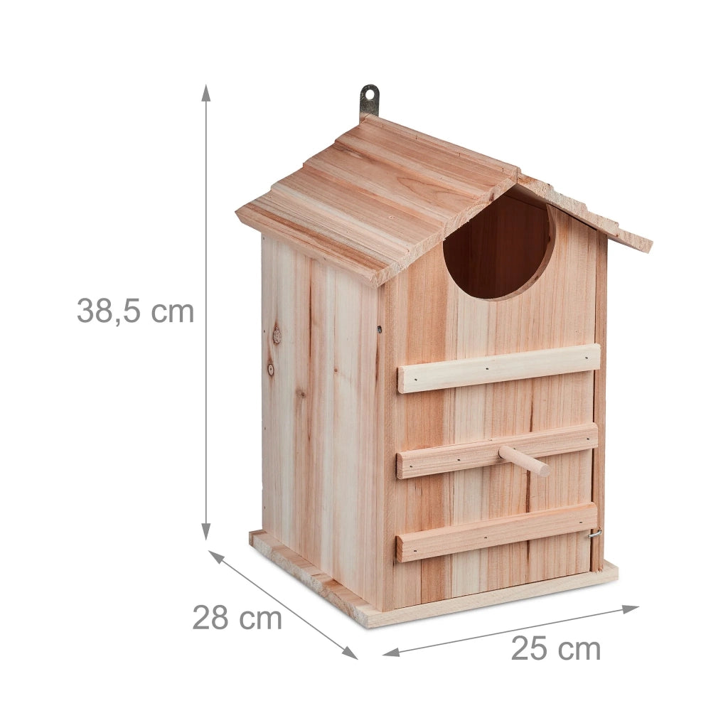 Nido per gufi da esterno da appendere a un albero o a una parete 25 x 40 x 25 cm facile da pulire rustico in legno naturale 13_0014010