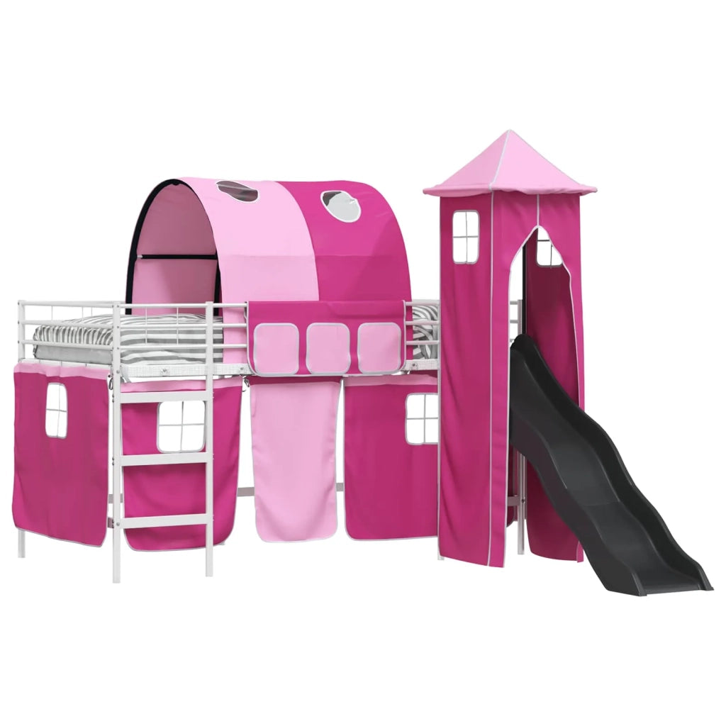 Letto a castello per bambini Bianco e Rosa 90 x 200 cm Metallo 42020909