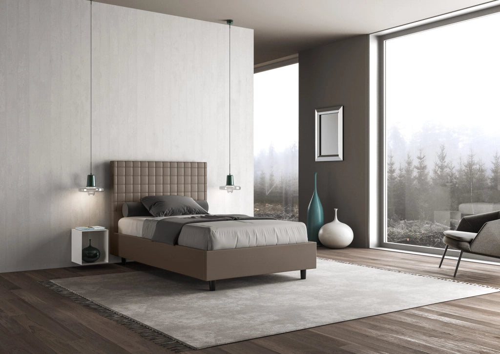 Letto Singolo 80x190 cm con Rete e Contenitore Sunny Cappuccino