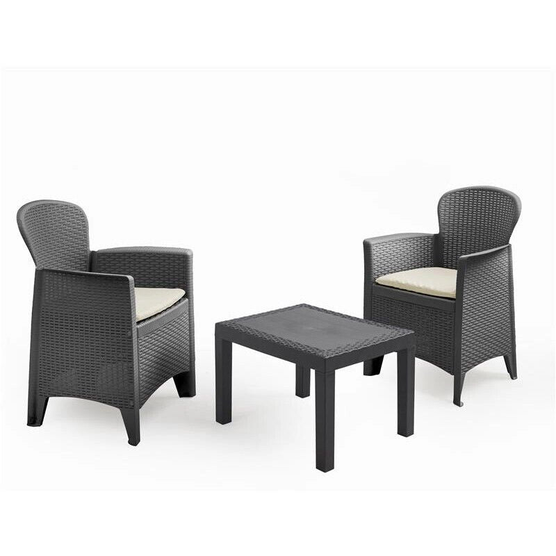 MAURY'S AKITA ANTRACITE SALOTTO DA GIARDINO CON CUSCINI 3 PZ