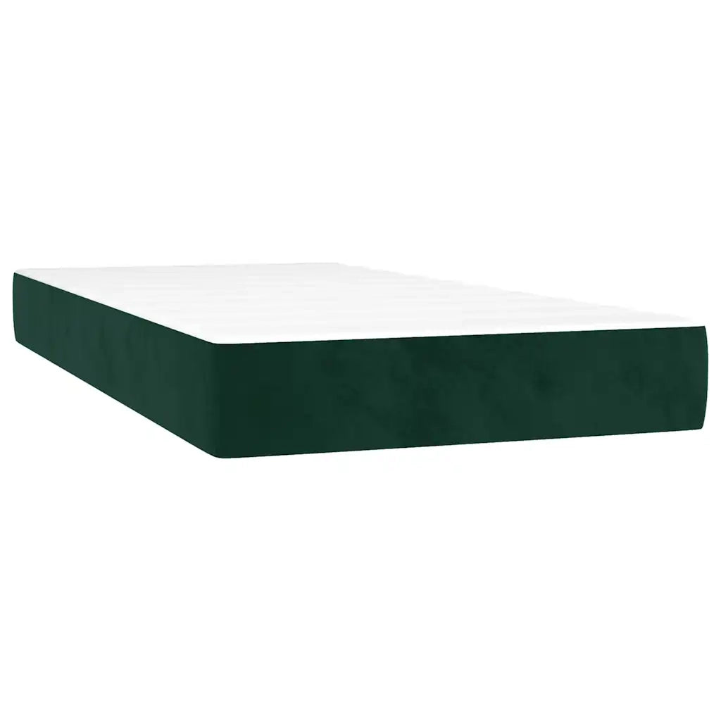 Letto a Molle con Materasso e LED Verde Scuro 80x200cm Velluto