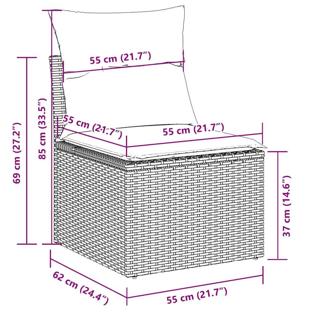 Set Divani da Giardino 7pz con Cuscini Grigio Polyrattan Acacia 3327623