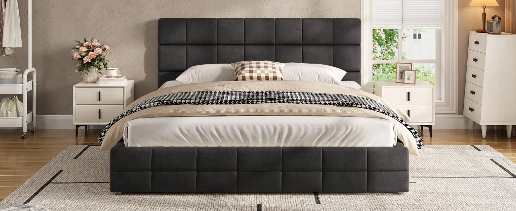 letto a piattaforma imbottito mdf multistrato velluto nero 180 x 200 cm