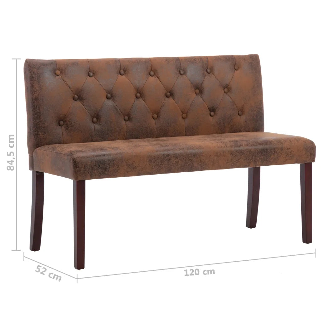 Panca 120 cm Marrone in Similpelle Scamosciata