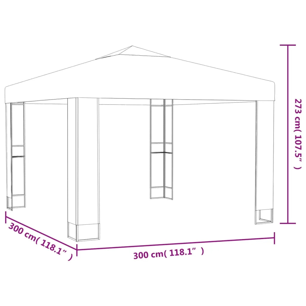Gazebo con Tetto Doppio 3 x 3 m Bianco