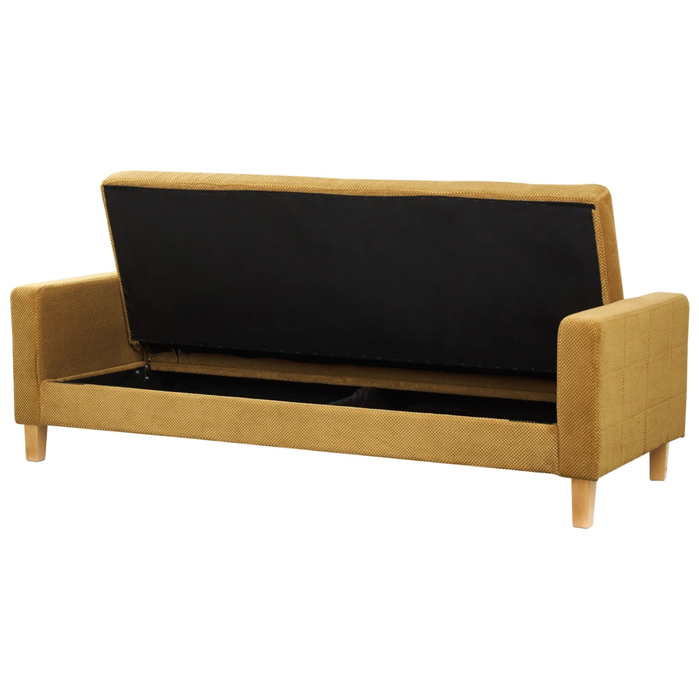 Divano letto in tessuto giallo 3 posti imbottito Trapuntato Click Clack
