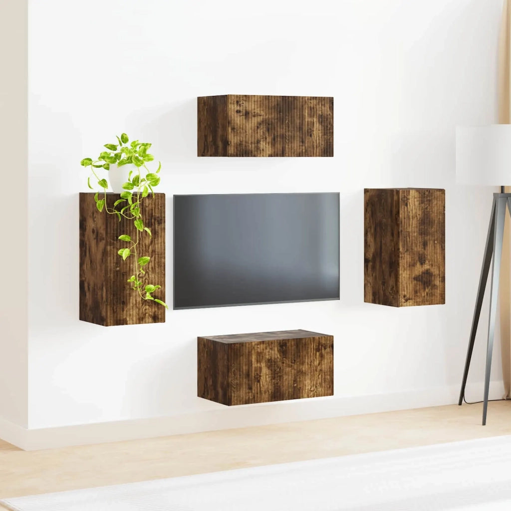 Set mobile TV 4 pcs Rovere fumé Legno multistrato 3409155