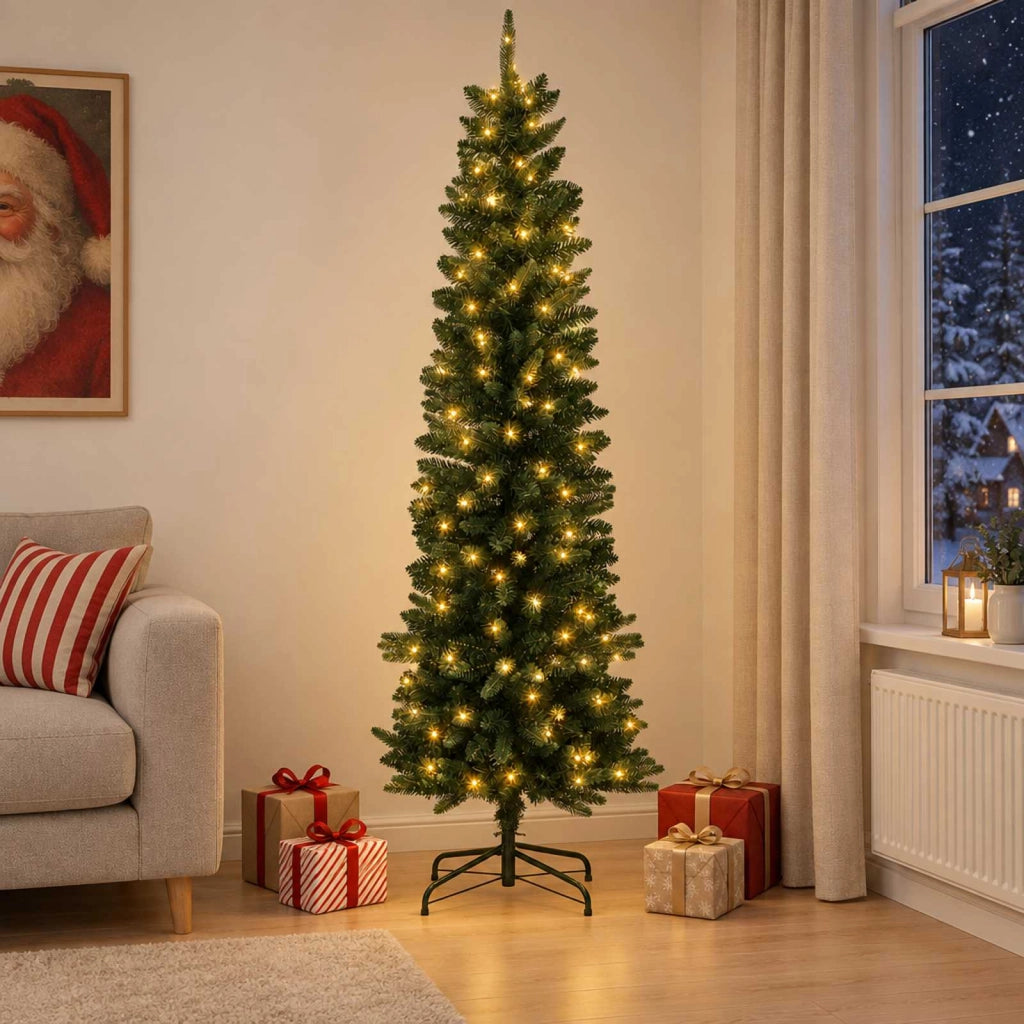 Albero di Natale Artificiale Sottile 180 cm 300 LED 3466347