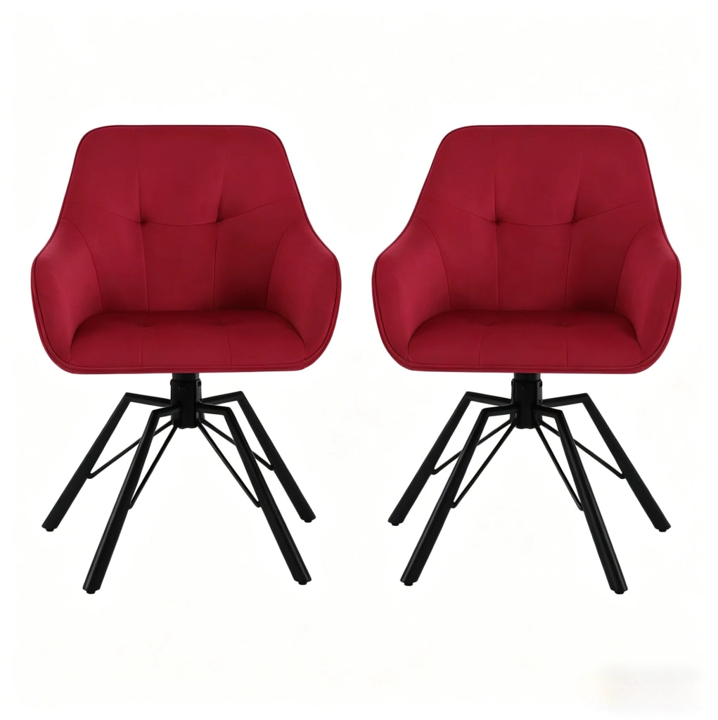 SEDIA girevole 360° con braccioli velluto rosso vino Set da 2 pezzi