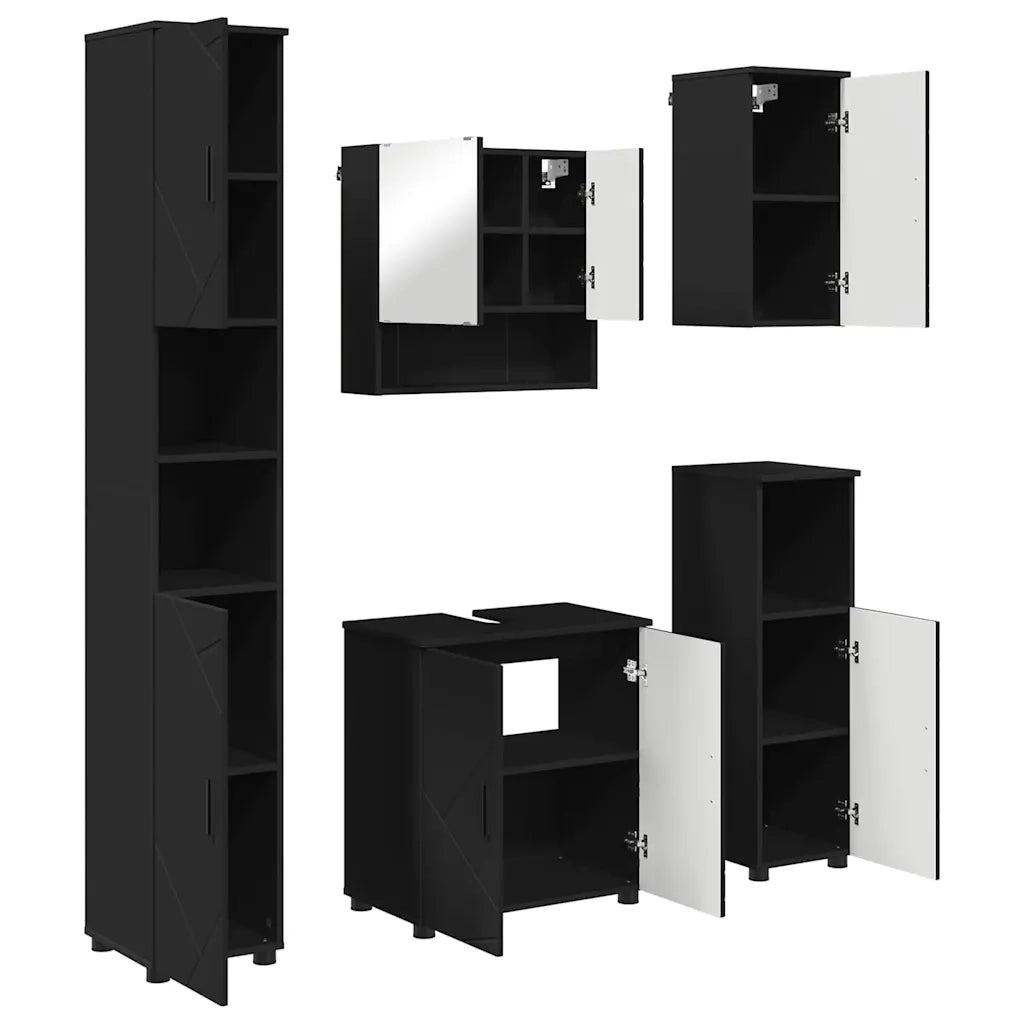 Set di mobili per il bagno Montaggio a parete 5 pcs Nero